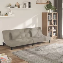  vidaXL 2 személyes világosszürke bársony kanapéágy két párnával