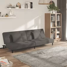  vidaXL kétszemélyes sötétzöld bársony kanapéágy két párnával