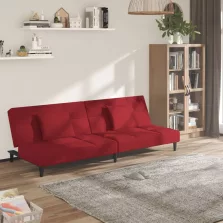   vidaXL kétszemélyes bordó bársony kanapéágy két párnával