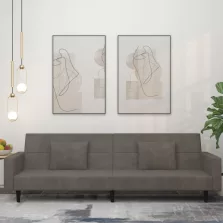   vidaXL kétszemélyes sötétzöld bársony kanapéágy két párnával