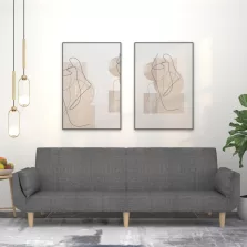   vidaXL kétszemélyes világosszürke szövet kanapéágy két párnával