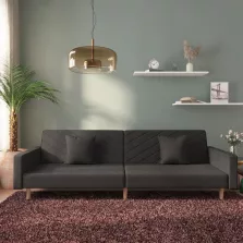   vidaXL kétszemélyes fekete szövet kanapéágy két párnával
