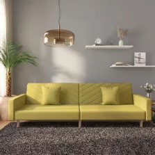   vidaXL 2 személyes zöld szövet kanapéágy két párnával