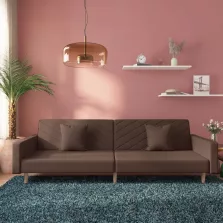   vidaXL kétszemélyes tópszínű szövet kanapéágy két párnával