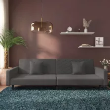   vidaXL kétszemélyes sötétzöld bársony kanapéágy két párnával