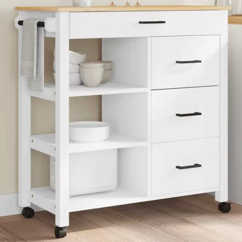 vidaXL MONZA tömör fenyőfa konyhai kocsi 84 x 40 x 88,5 cm