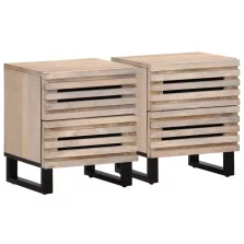   vidaXL 2 db fehérített tömör mangófa éjjeliszekrény 40 x 34 x 46 cm