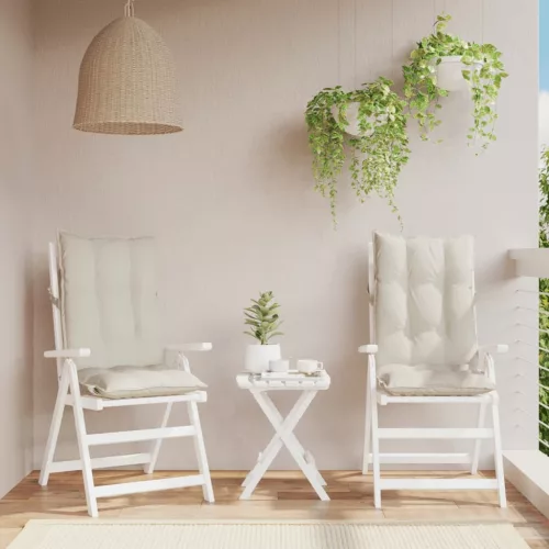 vidaXL 2 db krémszínű oxford-szövet magas háttámlájú székpárna