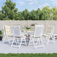   vidaXL 6 db krémszínű oxford-szövet magas háttámlájú székpárna