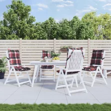   vidaXL 4 db piros kockás oxford-szövet magas háttámlájú székpárna