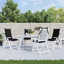   vidaXL 4 db fekete kockás oxford-szövet magas háttámlájú székpárna