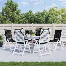   vidaXL 6 db fekete kockás oxford-szövet magas háttámlájú székpárna