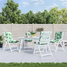   vidaXL 4 db levélmintás oxford szövet alacsony háttámlájú székpárna