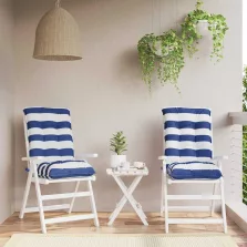   vidaXL 2 db kék és fehér csíkos szövet alacsony háttámlájú székpárna