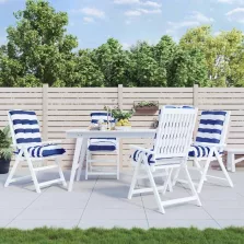   vidaXL 4 db kék és fehér csíkos szövet alacsony háttámlájú székpárna