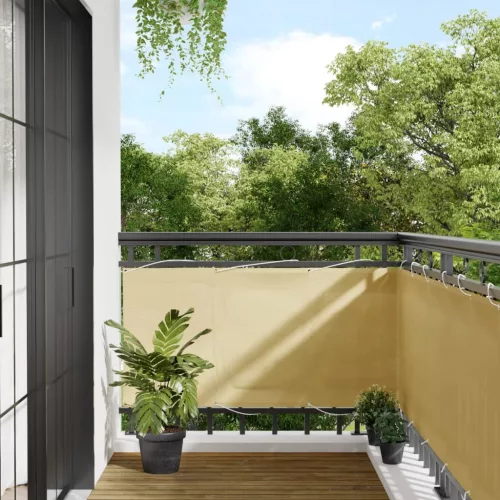 vidaXL homokszínű 100% oxford poliészter erkélyparaván 75 x 1000 cm