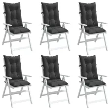   vidaXL 6 db antracit szövet magas háttámlájú székpárna 120x50x7 cm