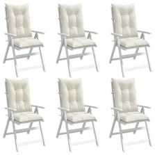   vidaXL 6 db krémszínű szövet magas háttámlájú székpárna 120x50x7 cm