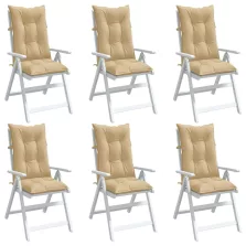  vidaXL 6 db melange bézs szövet magas háttámlájú székpárna 120x50x7 cm