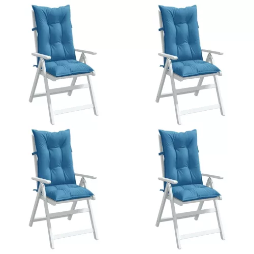 vidaXL 4 db melange kék szövet magas háttámlájú székpárna 120x50x7 cm