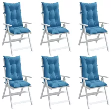   vidaXL 6 db melange kék szövet magas háttámlájú székpárna 120x50x7 cm