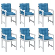   vidaXL 6 db melange kék szövet alacsony háttámlás székpárna 100x50x7cm