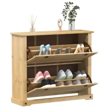 vidaXL Corona tömör fenyőfa cipőszekrény 99x32x85 cm