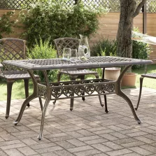   vidaXL bronzszínű öntött alumínium kerti asztal 150 x 90 x 72 cm