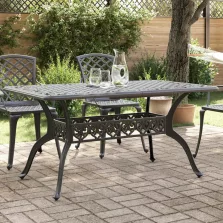   vidaXL fekete öntött alumínium kerti asztal 150 x 90 x 72 cm
