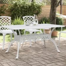   vidaXL fehér öntött alumínium kerti asztal 150 x 90 x 72 cm