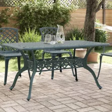   vidaXL zöld öntött alumínium kerti asztal 150 x 90 x 72 cm