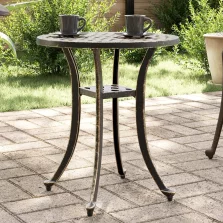   vidaXL bronzszínű öntött alumínium kerti asztal Ø48x53 cm