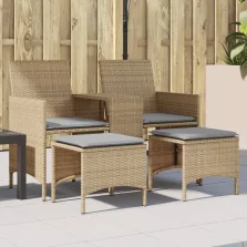   vidaXL 2 személyes bézs polyrattan kerti kanapé asztallal/székkel