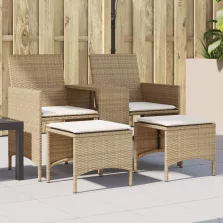   vidaXL 2 személyes bézs polyrattan kerti kanapé asztallal/székkel