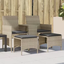   vidaXL 2 személyes szürke polyrattan kerti kanapé asztallal/székkel