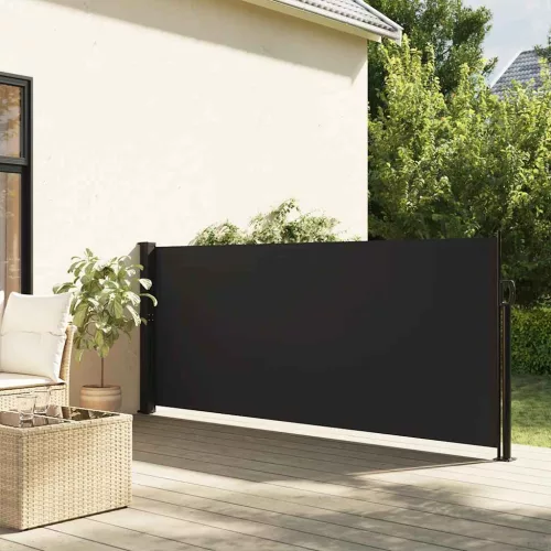 vidaXL fekete behúzható oldalsó napellenző 120 x 500 cm