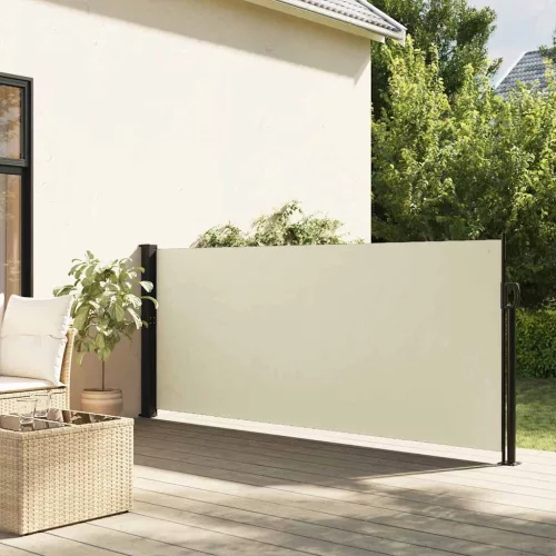 vidaXL krémszínű behúzható oldalsó napellenző 140 x 600 cm