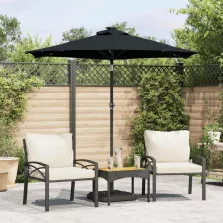   vidaXL fekete kerti napernyő LED-del és acél rúddal 225 x 225 x 212 cm