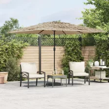   vidaXL barna kerti napernyő LED-del és acél rúddal 290 x 290 x 238 cm
