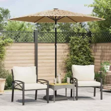   vidaXL barna kerti napernyő LED-del és acél rúddal 223x223x213 cm