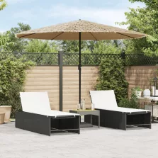   vidaXL barna kerti napernyő LED-del és acél rúddal 324 x 324 x 247 cm