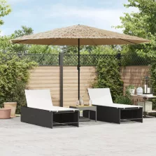   vidaXL barna kerti napernyő LED-del és acél rúddal 388 x 388 x 248 cm