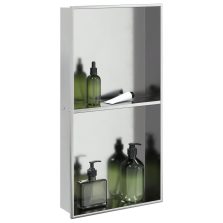   vidaXL szálcsiszolt ezüst rozsdamentes acél zuhanypolc 32 x 62 x 9 cm