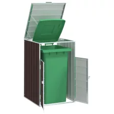   vidaXL barna acél kerekes tároló 1 szemeteskukához 72 x 81 x 115 cm