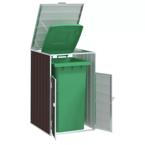 vidaXL barna acél kerekes tároló 1 szemeteskukához 72 x 81 x 115 cm