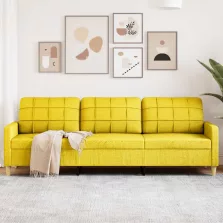 vidaXL 3 személyes világossárga szövet kanapé 210 cm