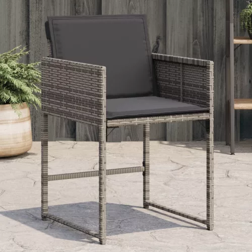 vidaXL 4 db szürke polyrattan kerti szék párnával