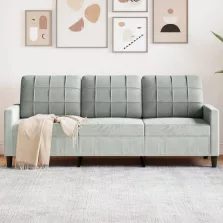 vidaXL 3 személyes világosszürke bársony kanapé 180 cm