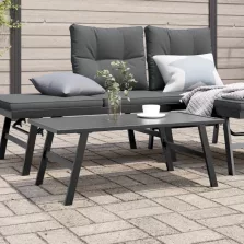   vidaXL fekete porszórt acél kerti dohányzóasztal 90 x 45 x 35 cm