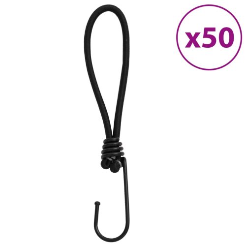 vidaXL 50 db bungeekötél kampókkal 17 cm